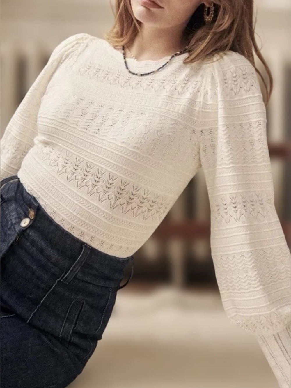 Sezane Roma Jumper Écru (off white). - Size XS